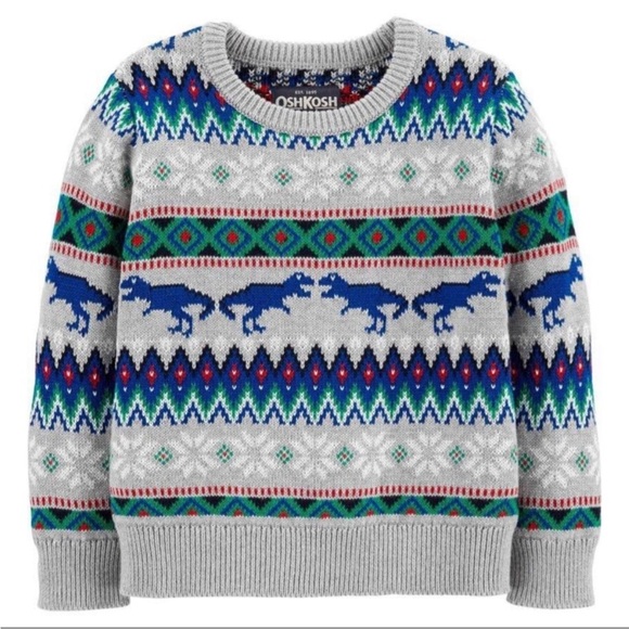 OshKosh B'gosh Other - Oshkosh B’gosh Fair Isle Winter Dinosaur Sweater Size 4T